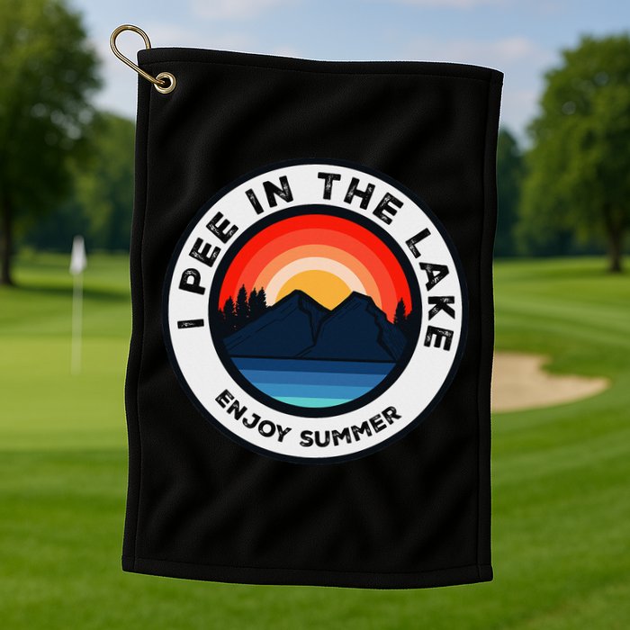 I Pee In The Lake Funny Summer Vacation Family Golf Towel
