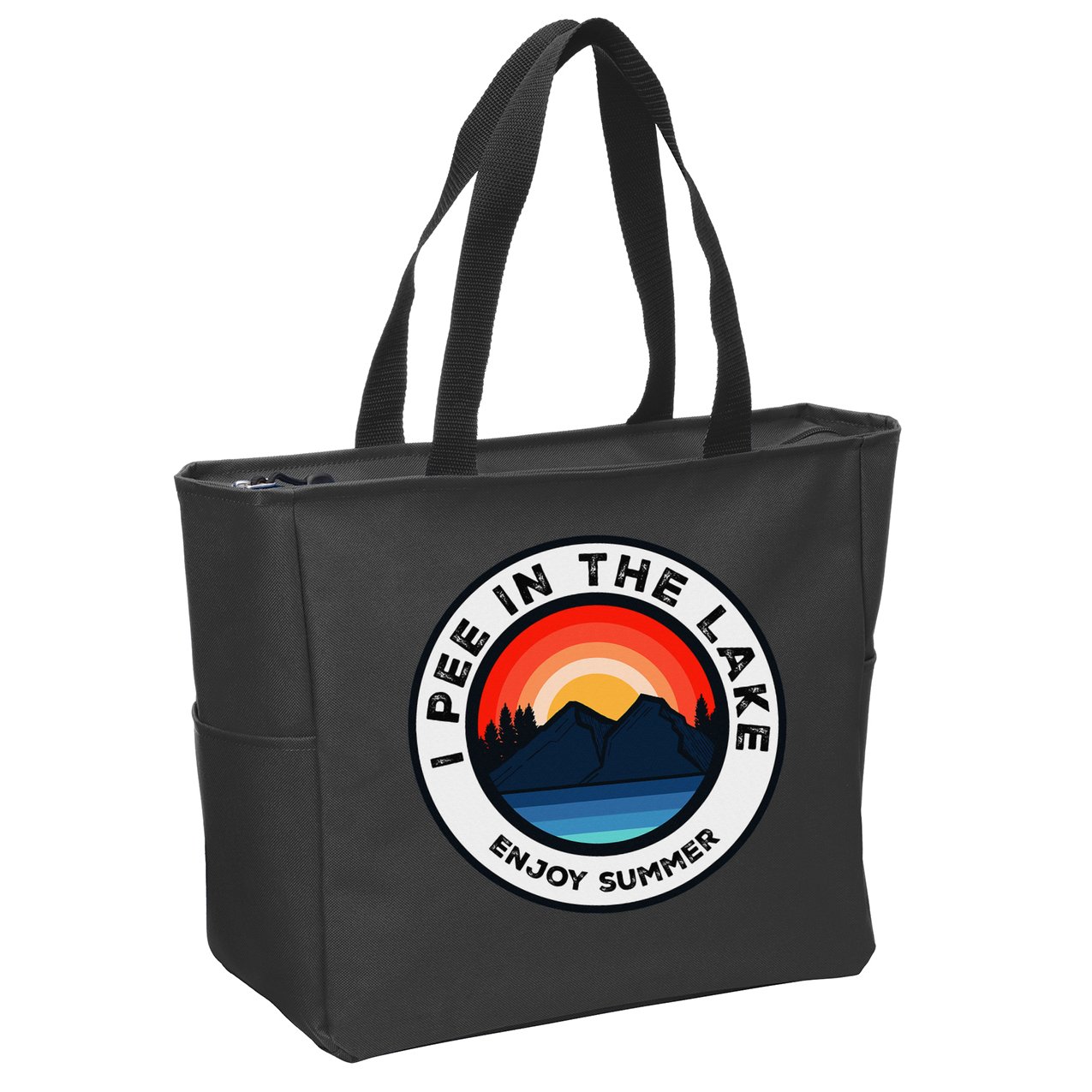 I Pee In The Lake Funny Summer Vacation Family Zip Tote Bag