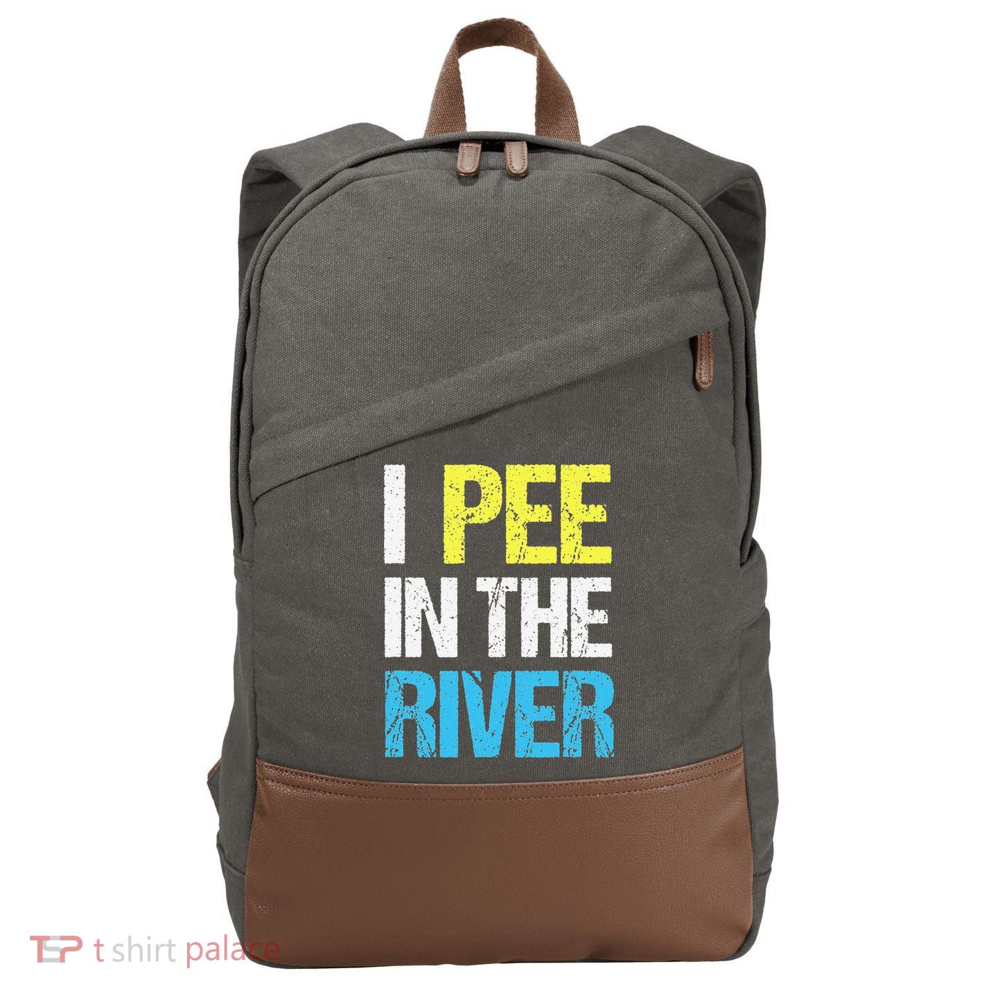 I Pee In The River Funny Summer Cotton Canvas Backpack