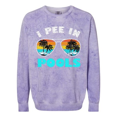 I Pee In Pools Sunglasses Summer Vacation Swimming Colorblast Crewneck Sweatshirt