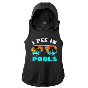 I Pee In Pools Sunglasses Summer Vacation Swimming Ladies PosiCharge Tri-Blend Wicking Draft Hoodie Tank