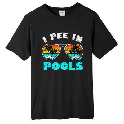 I Pee In Pools Sunglasses Summer Vacation Swimming Tall Fusion ChromaSoft Performance T-Shirt