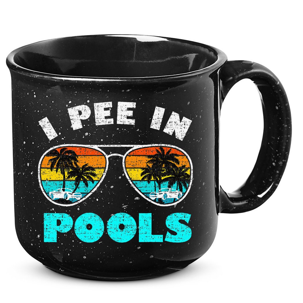 I Pee In Pools Sunglasses Summer Vacation Swimming 15oz Campfire Ceramic Mug