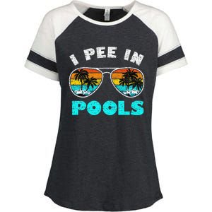 I Pee In Pools Sunglasses Summer Vacation Swimming Enza Ladies Jersey Colorblock Tee