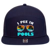 I Pee In Pools Sunglasses Summer Vacation Swimming 7 Panel Mesh Trucker Snapback Hat