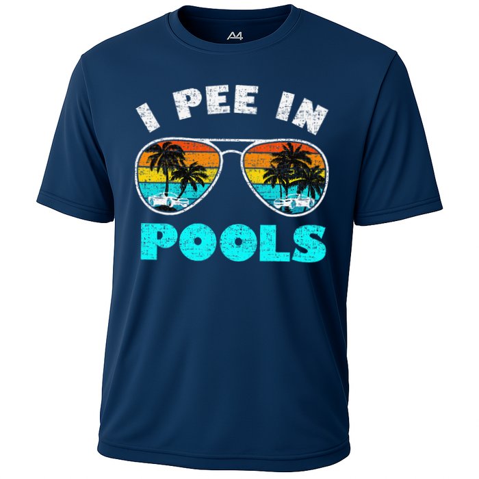 I Pee In Pools Sunglasses Summer Vacation Swimming Cooling Performance Crew T-Shirt