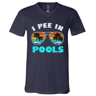 I Pee In Pools Sunglasses Summer Vacation Swimming V-Neck T-Shirt