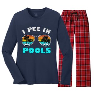 I Pee In Pools Sunglasses Summer Vacation Swimming Women's Long Sleeve Flannel Pajama Set 