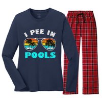 I Pee In Pools Sunglasses Summer Vacation Swimming Women's Long Sleeve Flannel Pajama Set 