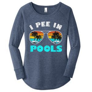 I Pee In Pools Sunglasses Summer Vacation Swimming Women's Perfect Tri Tunic Long Sleeve Shirt