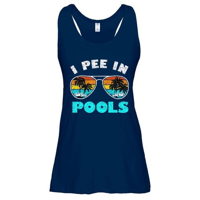 I Pee In Pools Sunglasses Summer Vacation Swimming Ladies Essential Flowy Tank