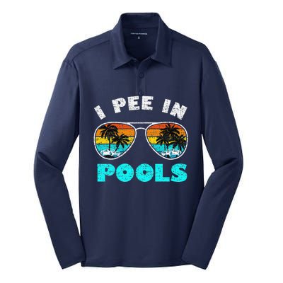 I Pee In Pools Sunglasses Summer Vacation Swimming Silk Touch Performance Long Sleeve Polo