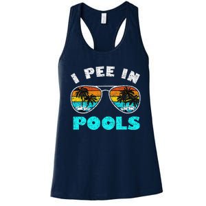 I Pee In Pools Sunglasses Summer Vacation Swimming Women's Racerback Tank