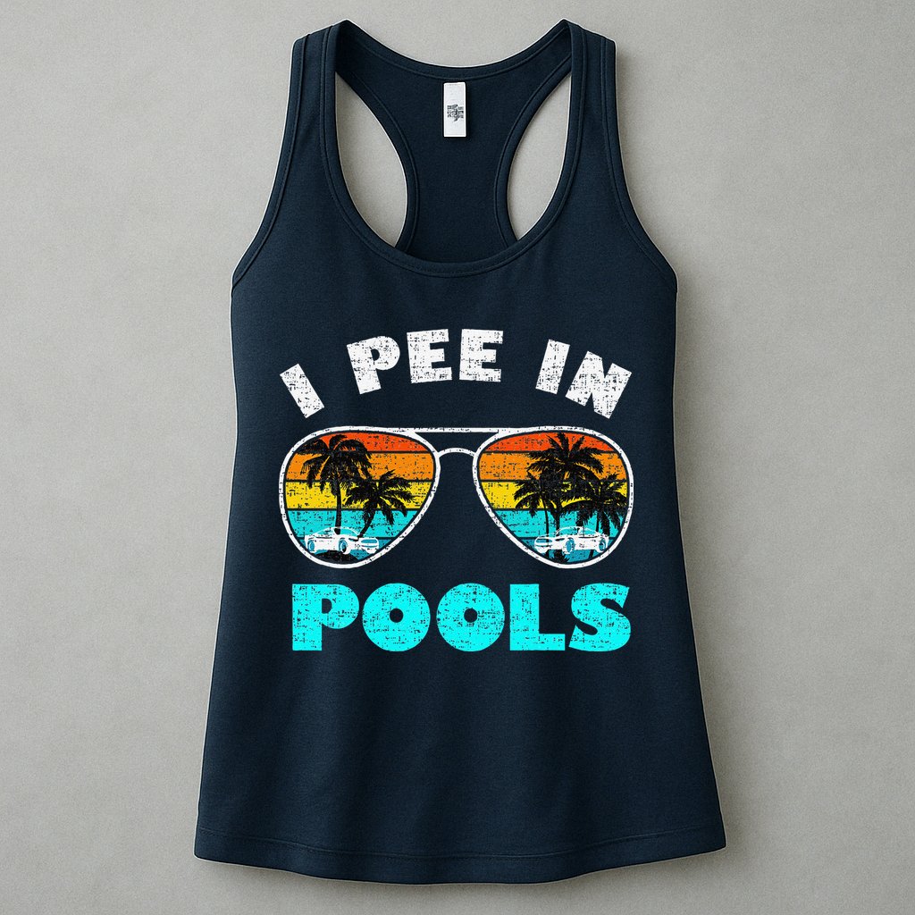 I Pee In Pools Sunglasses Summer Vacation Swimming Womens Tank Top