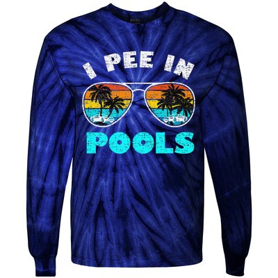 I Pee In Pools Sunglasses Summer Vacation Swimming Tie-Dye Long Sleeve Shirt