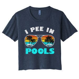 I Pee In Pools Sunglasses Summer Vacation Swimming Women's Crop Top Tee