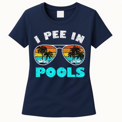 I Pee In Pools Sunglasses Summer Vacation Swimming Womens T-Shirt