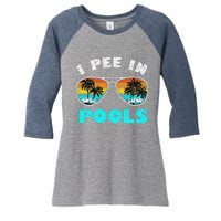 I Pee In Pools Sunglasses Summer Vacation Swimming Women's Tri-Blend 3/4-Sleeve Raglan Shirt