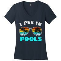 I Pee In Pools Sunglasses Summer Vacation Swimming Women's V-Neck T-Shirt