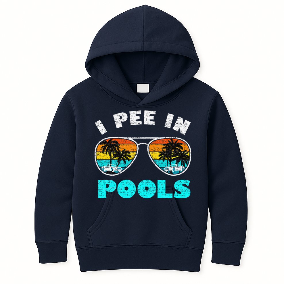 I Pee In Pools Sunglasses Summer Vacation Swimming Kids Hoodie