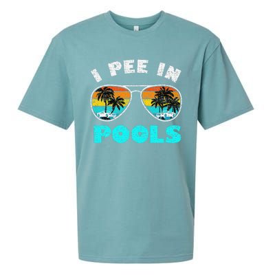 I Pee In Pools Sunglasses Summer Vacation Swimming Sueded Cloud Jersey T-Shirt