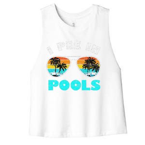 I Pee In Pools Sunglasses Summer Vacation Swimming Women's Racerback Cropped Tank