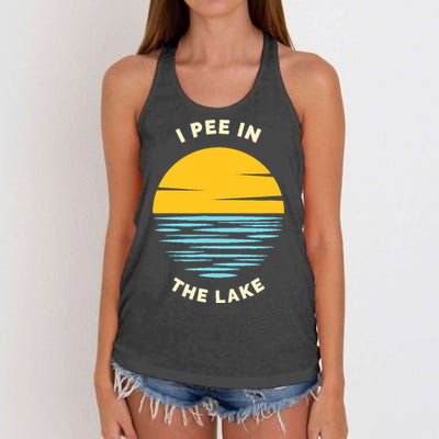 I PEE IN THE LAKE Funny Summer Vacation Boating Swimming Women's Knotted Racerback Tank