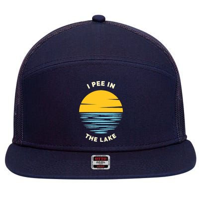 I PEE IN THE LAKE Funny Summer Vacation Boating Swimming 7 Panel Mesh Trucker Snapback Hat