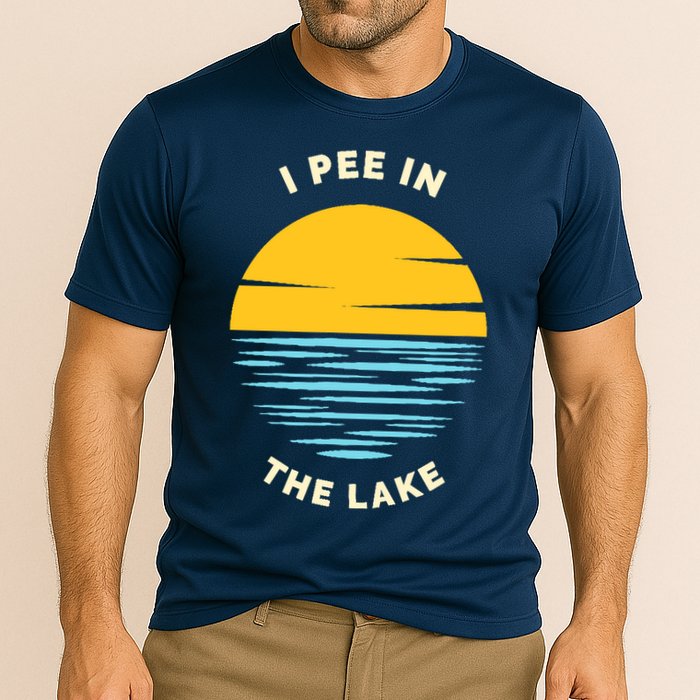 I PEE IN THE LAKE Funny Summer Vacation Boating Swimming Cooling Performance Crew T-Shirt
