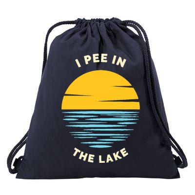 I PEE IN THE LAKE Funny Summer Vacation Boating Swimming Drawstring Bag