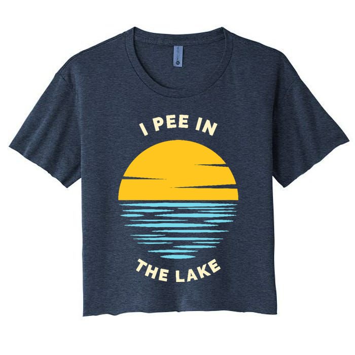 I PEE IN THE LAKE Funny Summer Vacation Boating Swimming Women's Crop Top Tee