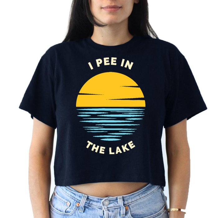 I PEE IN THE LAKE Funny Summer Vacation Boating Swimming Women's Crop Top Tee
