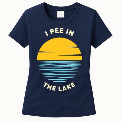 I PEE IN THE LAKE Funny Summer Vacation Boating Swimming Womens T-Shirt