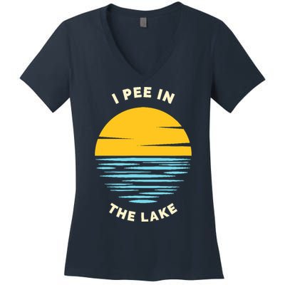I PEE IN THE LAKE Funny Summer Vacation Boating Swimming Women's V-Neck T-Shirt