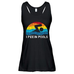 I Pee In Pools Funny Swimmer Swimming Coach Player Ladies Essential Flowy Tank