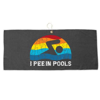 I Pee In Pools Funny Swimmer Swimming Coach Player Large Microfiber Waffle Golf Towel