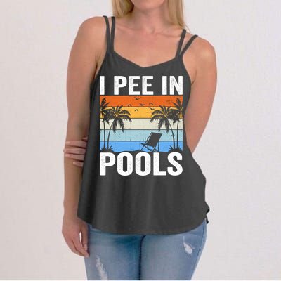 I Pee In Pools Sarcastic Sayings For Pools Lovers Women's Strappy Tank