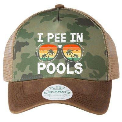 I Pee In Pools Funny Jokes Sarcastic Sayings Vacation Legacy Tie Dye Trucker Hat