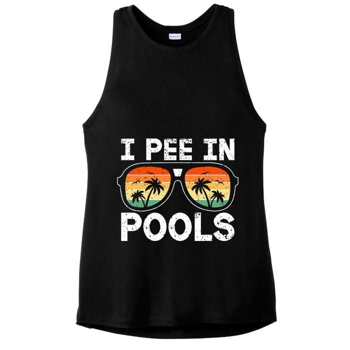 I Pee In Pools Funny Jokes Sarcastic Sayings Vacation Ladies PosiCharge Tri-Blend Wicking Tank