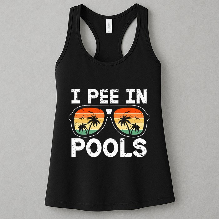I Pee In Pools Funny Jokes Sarcastic Sayings Vacation Womens Tank Top