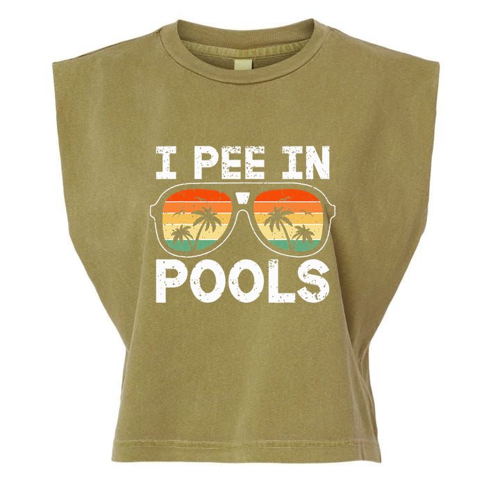 I Pee In Pools Funny Jokes Sarcastic Sayings Vacation Garment-Dyed Women's Muscle Tee