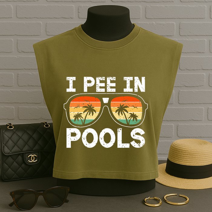 I Pee In Pools Funny Jokes Sarcastic Sayings Vacation Garment-Dyed Women's Muscle Tee