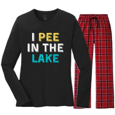 I Pee In The Lake Funny Summer Vacation Women's Long Sleeve Flannel Pajama Set 