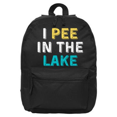 I Pee In The Lake Funny Summer Vacation 16 in Basic Backpack