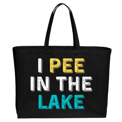 I Pee In The Lake Funny Summer Vacation Cotton Canvas Jumbo Tote