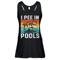 I Pee In Pools Sarcastic Sayings For Pools Lovers  Ladies Essential Flowy Tank