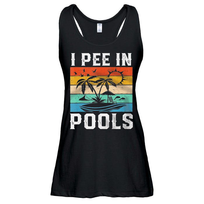 I Pee In Pools Sarcastic Sayings For Pools Lovers  Ladies Essential Flowy Tank
