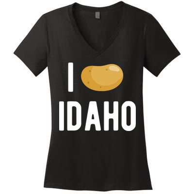 Idaho Potato I Love Vegetable Funny State Of Idaho Potatoes Women's V-Neck T-Shirt