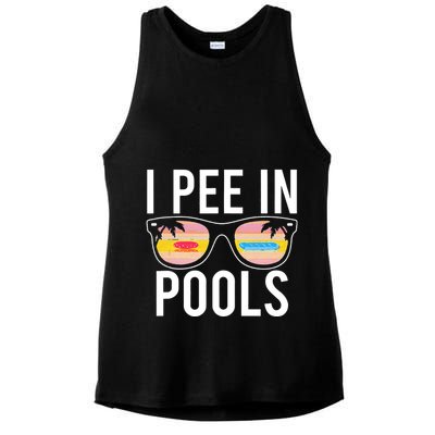 I Pee In Pools Funny Cool Ladies PosiCharge Tri-Blend Wicking Tank