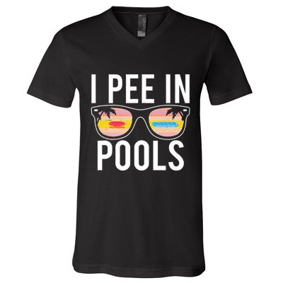 I Pee In Pools Funny Cool V-Neck T-Shirt